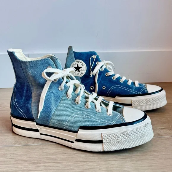 Converse Chuck 70 Plus High ‘Distressed Denim’ A12044C Navy/Egret/Black Sz 10.5 - Picture 1 of 8